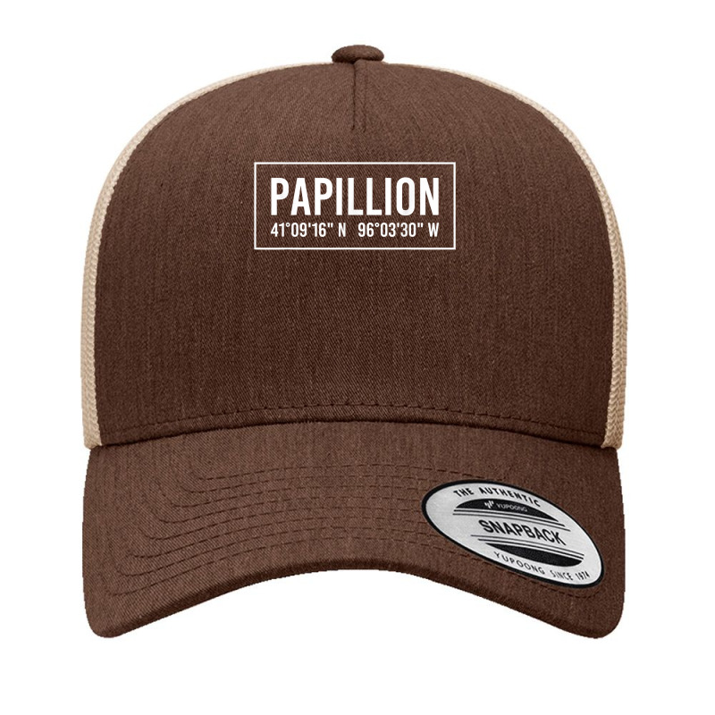 Papillion Ne Nebraska Funny City Coordinates Home Roots Gift T Shirt Yupoong Trucker Cap by WarnekeRashae | Artistshot