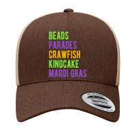 Beads, Parades, Crawfish, Kingcake, Mardi Gras T Shirt Yupoong Trucker Cap | Artistshot