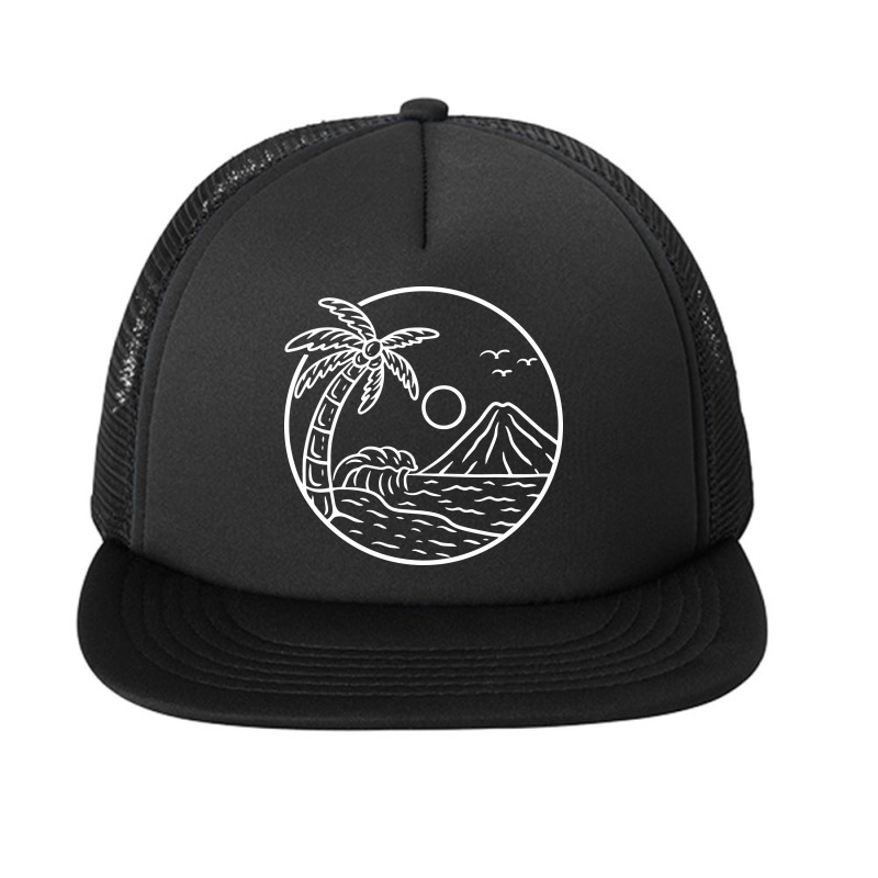 Beach View Mountain Vibes Foam Snapback hat by Morspective | Artistshot