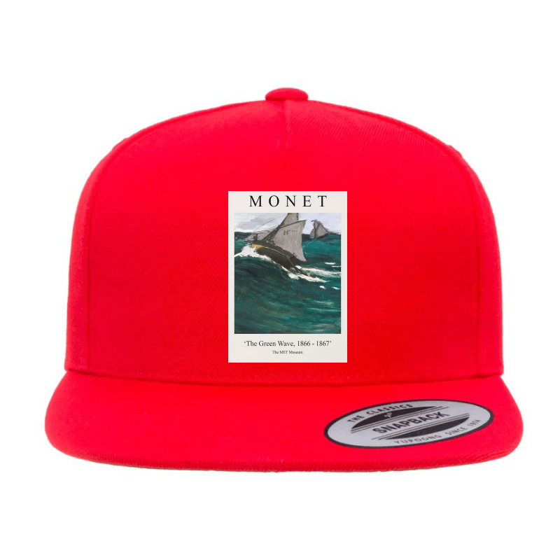 Claude Monet Wave 1866 - 1867 5 Panel Snapback Cap | Artistshot