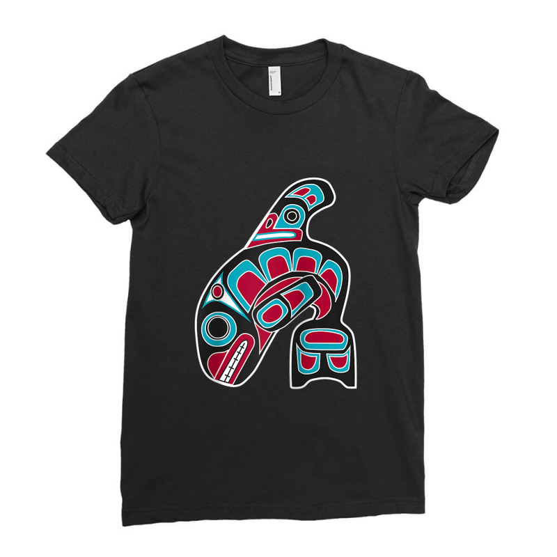 Orca Whale Alaska Haida Tribal Art   Native American Totem Raglan Base Ladies Fitted T-Shirt by ThienThuong | Artistshot