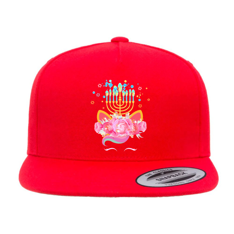 Cute Unicorn Face Hanukkah Gift T  Shirt Unicorn Face Hanukkah Funny H 5 Panel Snapback Cap | Artistshot