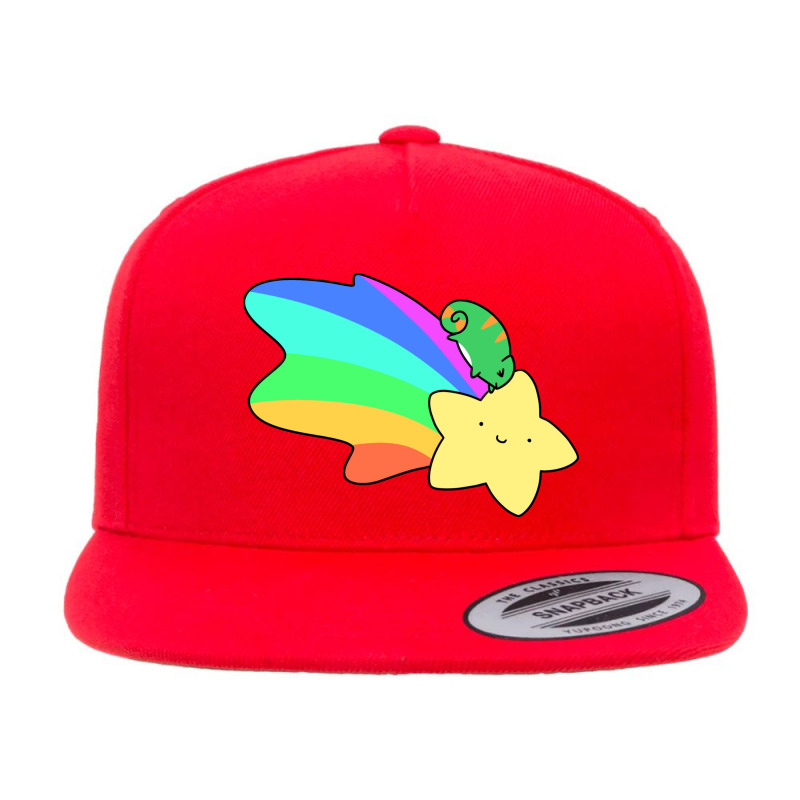 Rainbow Shooting Star Chameleon 5 Panel Snapback Cap | Artistshot