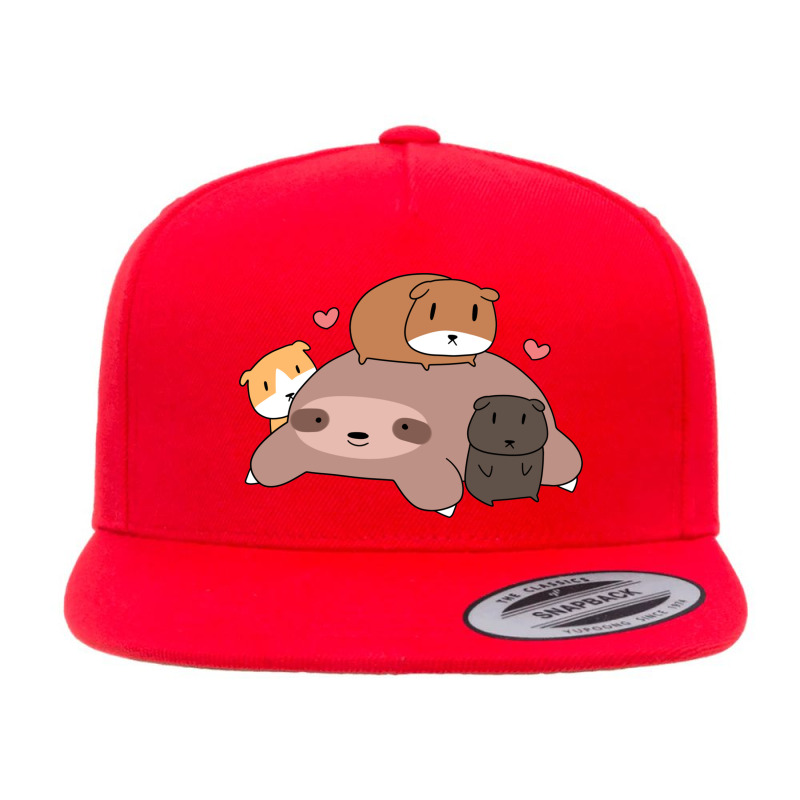 Sloth Loves Guinea Pigs 5 Panel Snapback Cap | Artistshot