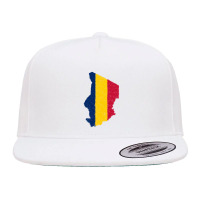 Chad Flag Map Drawing Line Art 5 Panel Snapback Cap | Artistshot