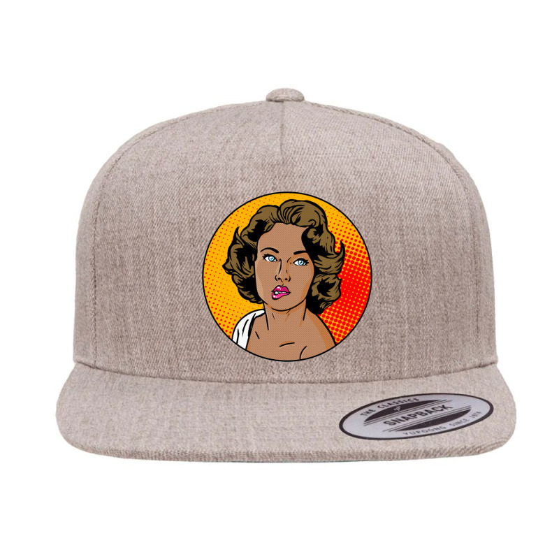 Pop Art Girl   Pop Art 5 Panel Snapback Cap | Artistshot