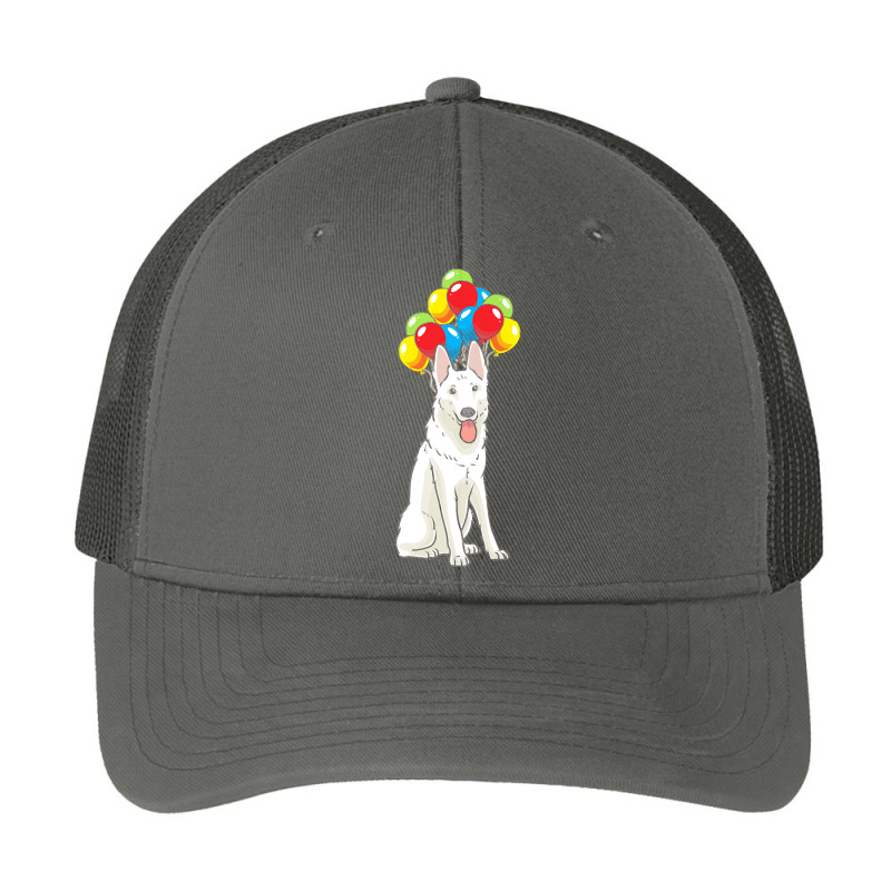 White Shepherd T  Shirt White Swiss Shepherd With Ballons Gift T  Shir Pa Trucker Cap | Artistshot