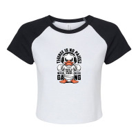 Gamer Duck Wearing Headhone Raglan Crop Top | Artistshot