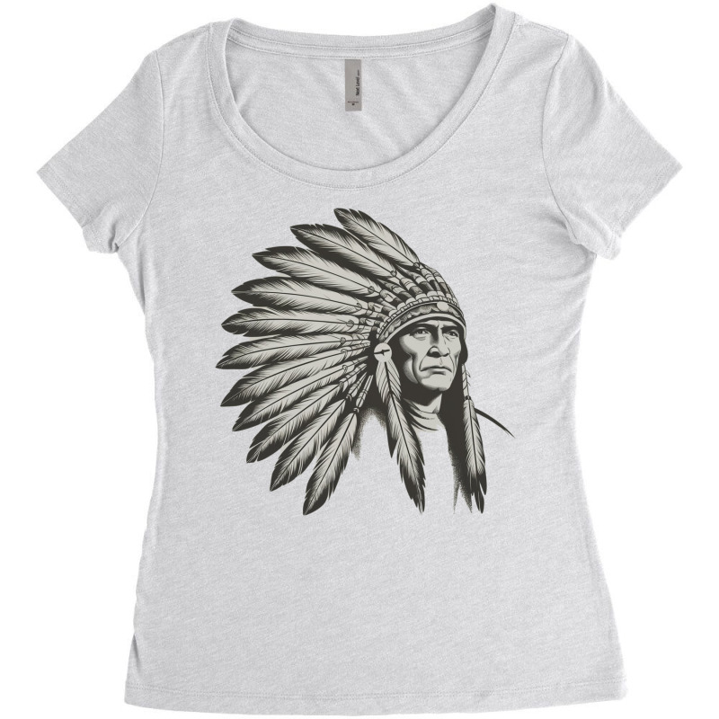 An Indian Chief Women's Triblend Scoop T-shirt by Donna Schennum | Artistshot