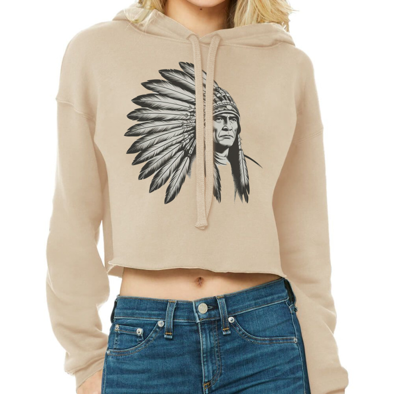 An Indian Chief Cropped Hoodie by Donna Schennum | Artistshot