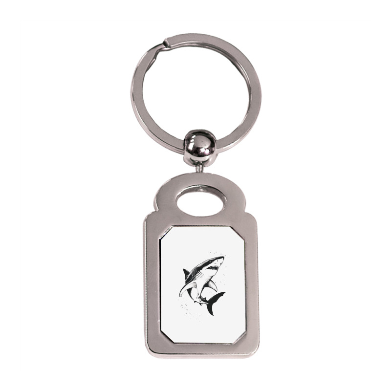 A Shark Silver Rectangle Keychain | Artistshot