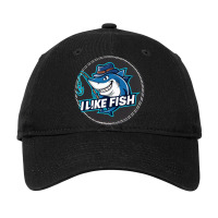 I Like Fish Adjustable Cap - Leatherette Patch | Artistshot