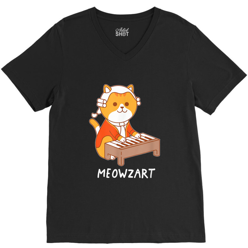 Meowzart Cat Classical Music Piano Funny V-neck Tee | Artistshot