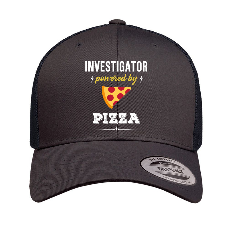 Investigator Powered By Pizza Funny Gift Retro Trucker Cap by kertanegarans | Artistshot