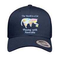 Funny World Is A Cat Playing Map T Shirt Retro Trucker Cap | Artistshot