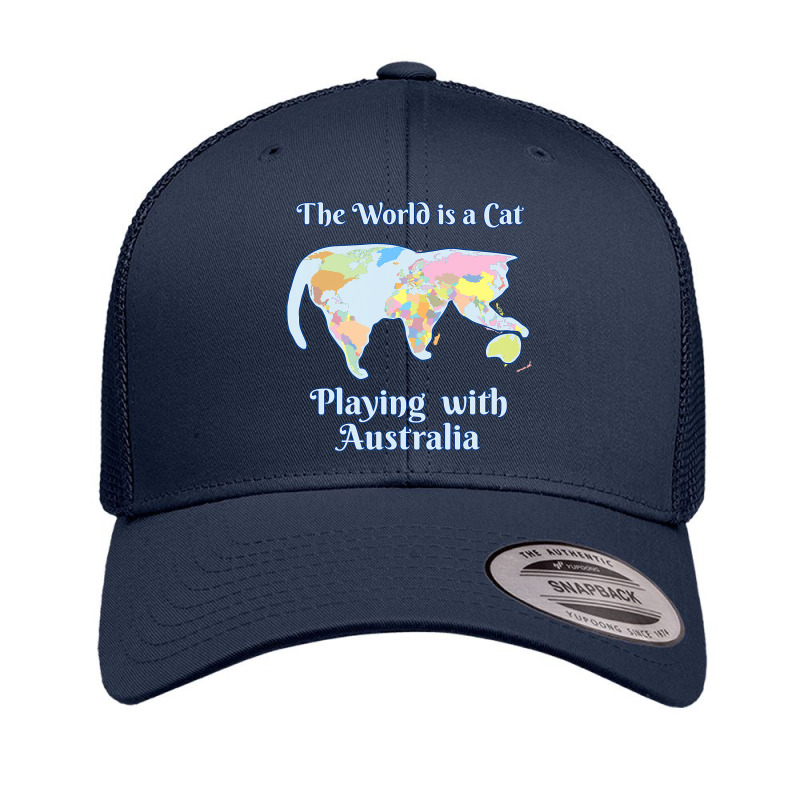 Funny World Is A Cat Playing Map T Shirt Retro Trucker Cap | Artistshot