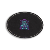 Cat Samurai Art Oval Leatherette Patch | Artistshot