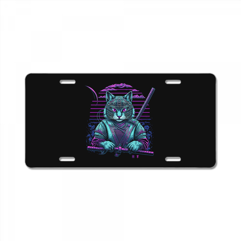 Cat Samurai Art License Plate | Artistshot