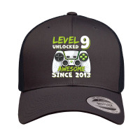 Nine 9yr Bday Son Boy Funny Gamer 9th 9 Years Old Birthday Retro Trucker Cap | Artistshot