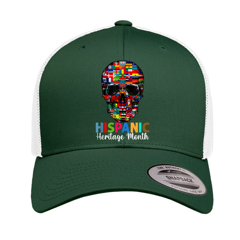 Hispanic Heritage Month Skull Latino Latin Countries Flags T Shirt Retro Trucker Cap by graftmshindeatw | Artistshot