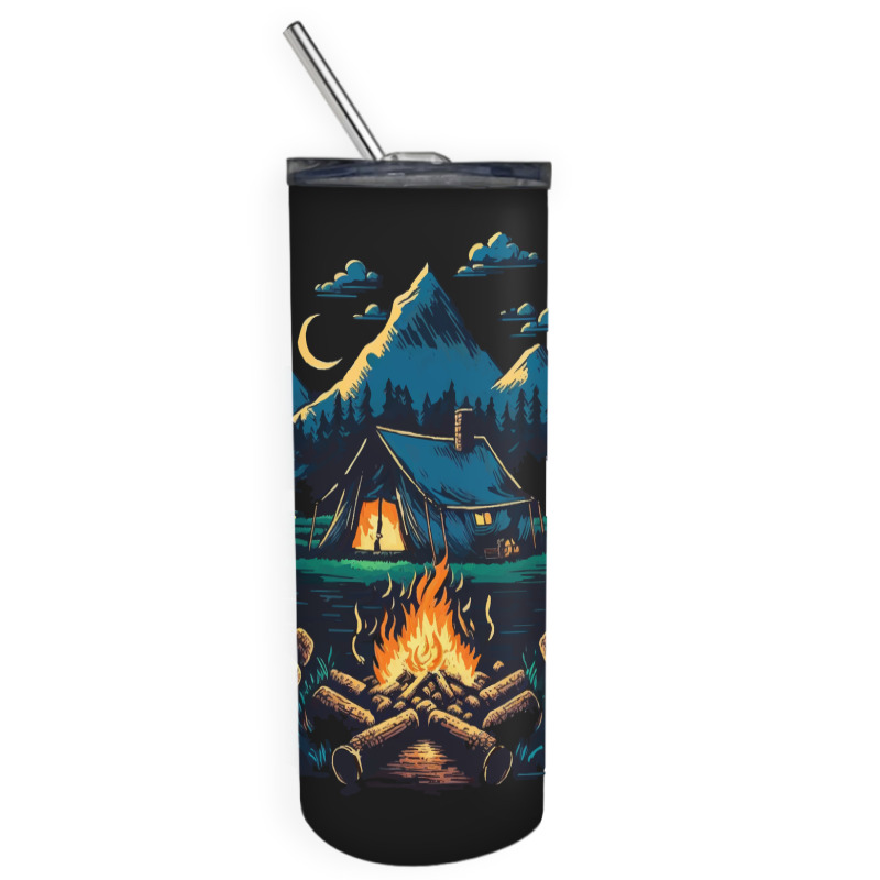 Mountains Campfire Skinny Tumbler | Artistshot