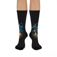 Mountains Campfire Crew Socks | Artistshot