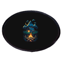 Mountains Campfire Oval Patch | Artistshot