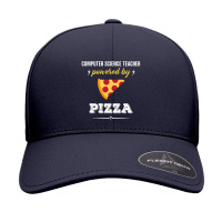 Computer Science Teacher Powered By Pizza Funny Gift Seamless Cap | Artistshot