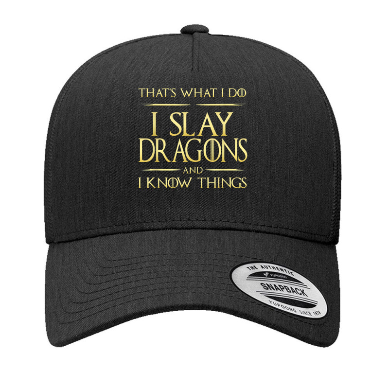 I Slay Dragons And I Know Things Dragonslayer T Shirt Yupoong Trucker Cap by franceskagilland | Artistshot