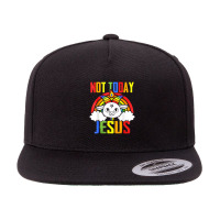 Not Today Jesus Unicorn Satan Goat Satanic Rainbow Satanism 5 Panel Snapback Cap | Artistshot