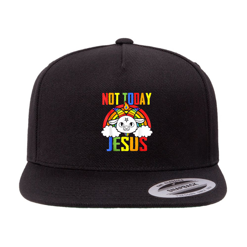 Not Today Jesus Unicorn Satan Goat Satanic Rainbow Satanism 5 panel snapback cap by Yuh2105 | Artistshot