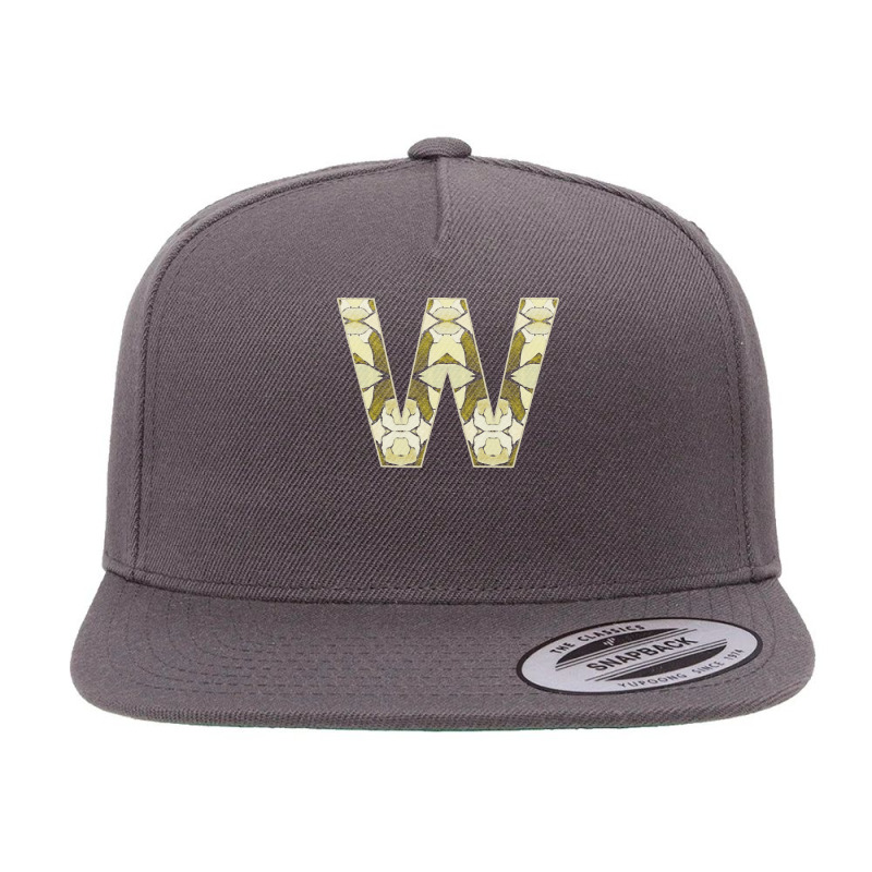 Letter W T  Shirt Letter W Monogram Olive Green Abstract Pattern Paint 5 Panel Snapback Cap | Artistshot