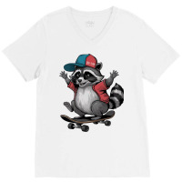 Skateboarding  Raccoon V-neck Tee | Artistshot