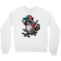 Skateboarding  Raccoon Crewneck Sweatshirt | Artistshot