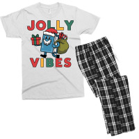 A Blue Folder Dressed In A Santa And Beard Men's T-shirt Pajama Set | Artistshot