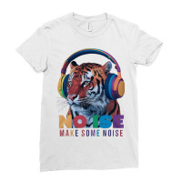 A Tiger Wearing Headphones Ladies Fitted T-shirt | Artistshot