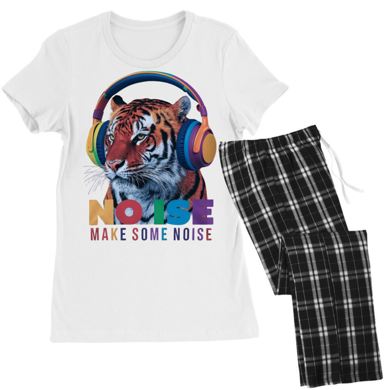 A Tiger Wearing Headphones Women's Pajamas Set by Donna Schennum | Artistshot