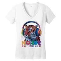 A Tiger Wearing Headphones Women's V-neck T-shirt | Artistshot