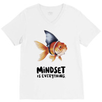 A Goldfish Wearing An Artificial Shark Fin V-neck Tee | Artistshot