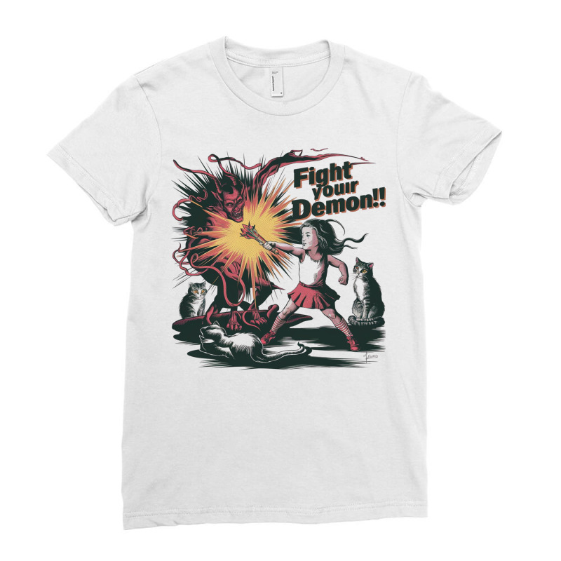 Fight Your Demon Ladies Fitted T-Shirt by John Nichols | Artistshot