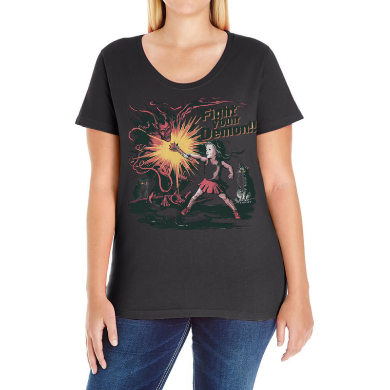 Fight Your Demon Ladies Curvy T-Shirt by John Nichols | Artistshot