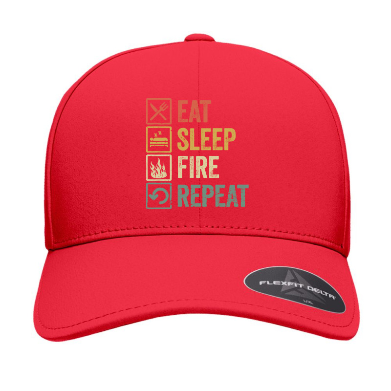 Fire T  Shirt Funny Eat Sleep Fire Repeat Retro Vintage Gift T  Shirt Seamless Cap by geldingavocet | Artistshot