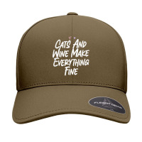 Cats And Wine Make Everything Fine Funny Love Sarcastic T Shirt Seamless Cap | Artistshot