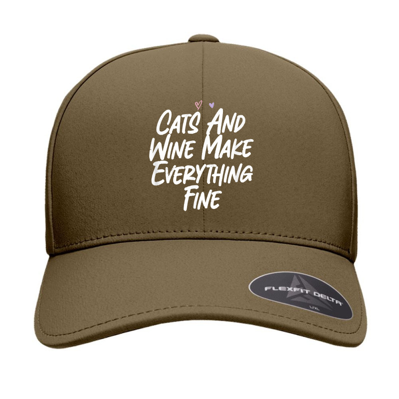 Cats And Wine Make Everything Fine Funny Love Sarcastic T Shirt Seamless Cap | Artistshot