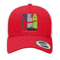 Sea Seattle Tacoma International Airport Seatac Retro Art T Shirt Yupoong Trucker Cap | Artistshot