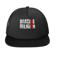 Atheism Imagine Antireligion White Distressed Rational T Shirt Foam Snapback Hat | Artistshot