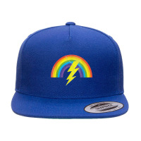 Rainbow Lightning Bolt 5 Panel Snapback Cap | Artistshot