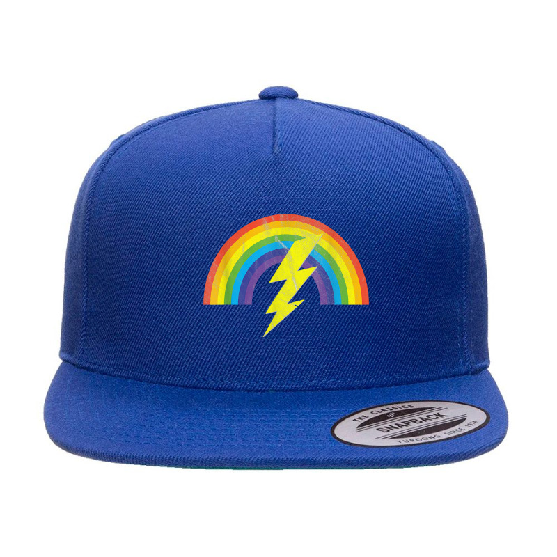 Rainbow Lightning Bolt 5 panel snapback cap by kamiatun | Artistshot