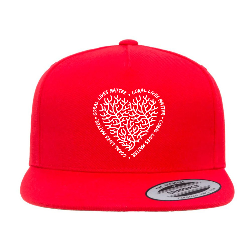 Coral Love Heart 5 Panel Snapback Cap | Artistshot