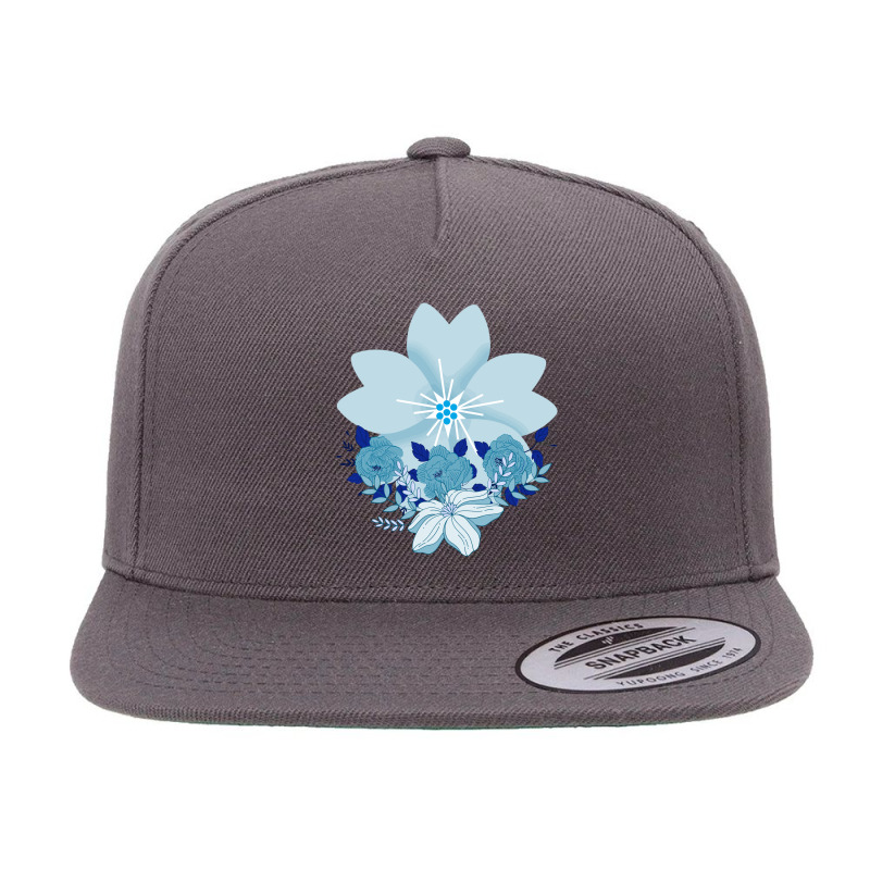 Flower With Trio Of Roses 5 Panel Snapback Cap | Artistshot